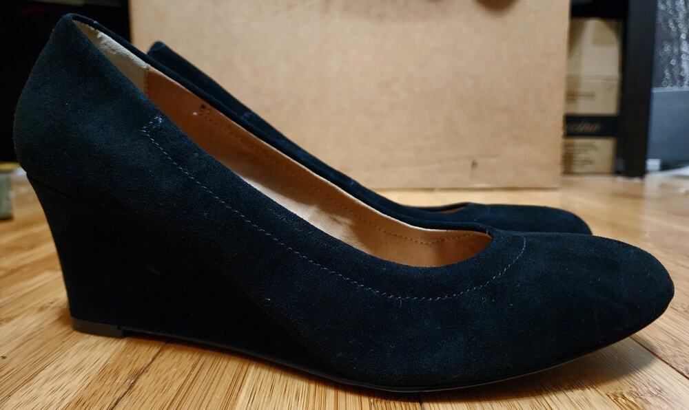 Vionic Camden Pump Heels Shoes Women's 9.5 Black Suede Orthotic Slip On Walking